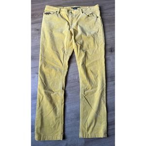 Polo Ralph Lauren Womens Thompson 650 Yellow Corduroy Pants Size 32